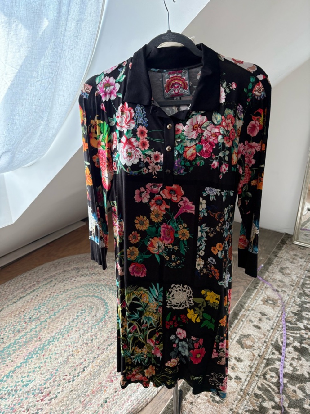 *** SOLD *** Johnny Was Black Favorite Jane Floral Polo Dress NWT M
